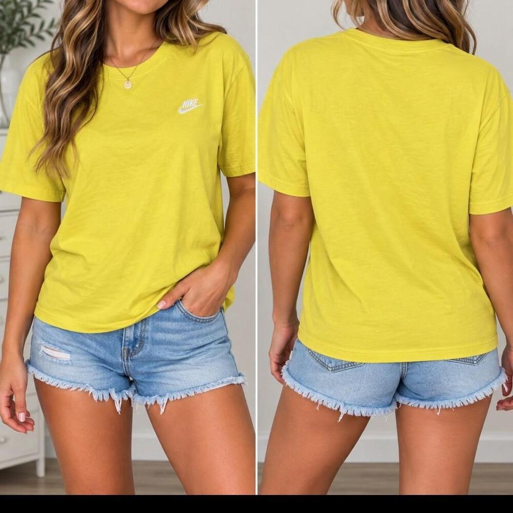 Yellow nike t shirt with white